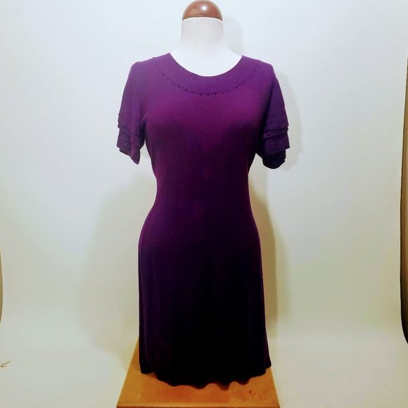 Belldini Dresses & Skirts - Belldini Deep Purple Scoop Neck Flare Sleeve XL